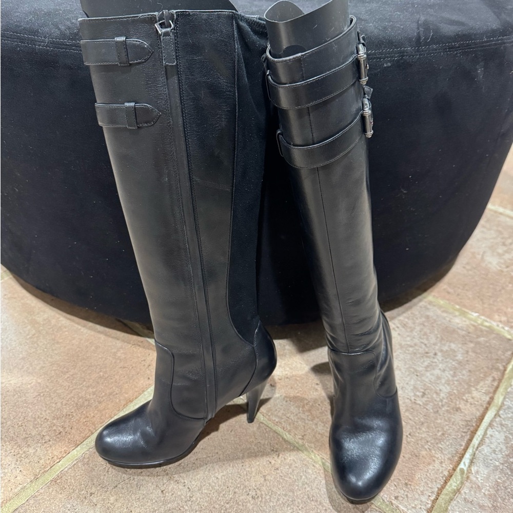 Cole Hann Jalisa Black Knee-High Leather Boots